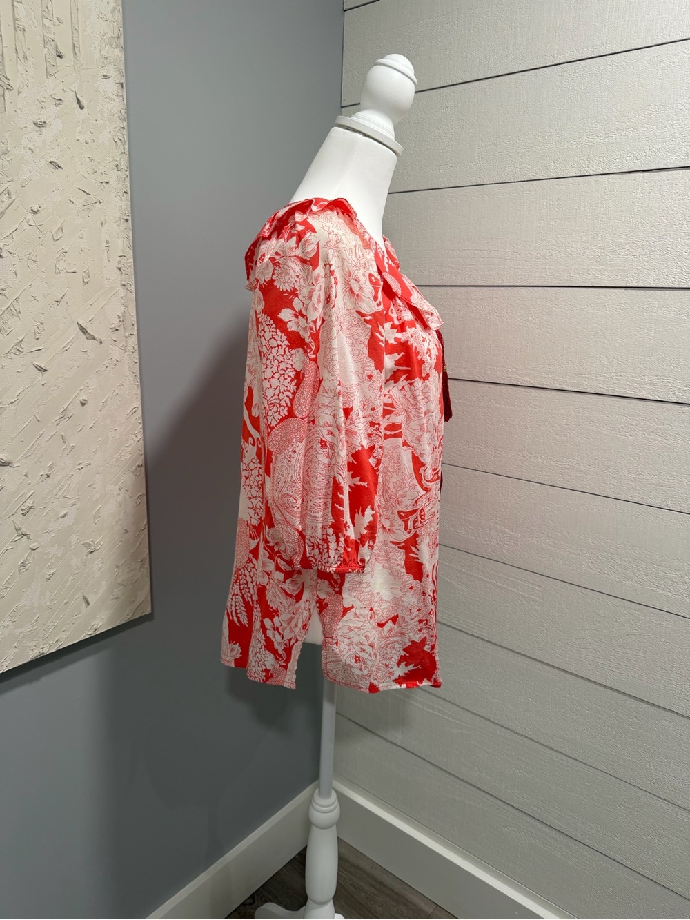 Etcetera Coral and White Floral Tie-Front Tunic - Picture 7 of 7